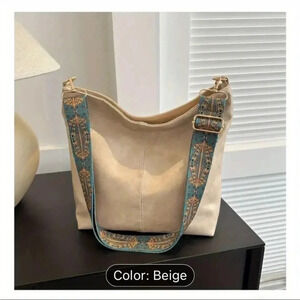 Boho Chic Large Capacity Women's Shoulder Bag, Beige, NWT